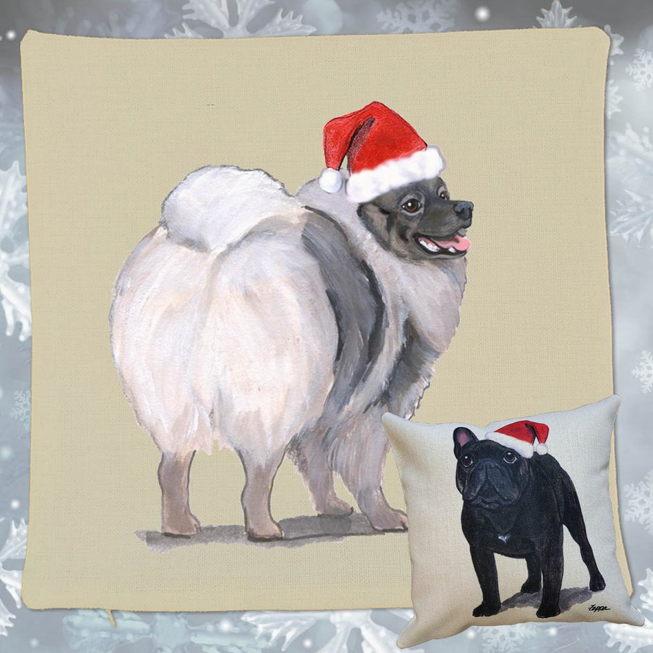Keeshond Santa Pillow Cover