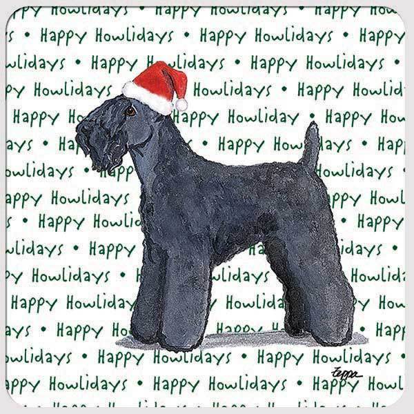 Kerry Blue Terrier "Happy Howlidays" Coaster