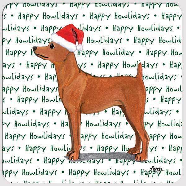 Miniature Pinscher Red "Happy Howlidays" Coaster