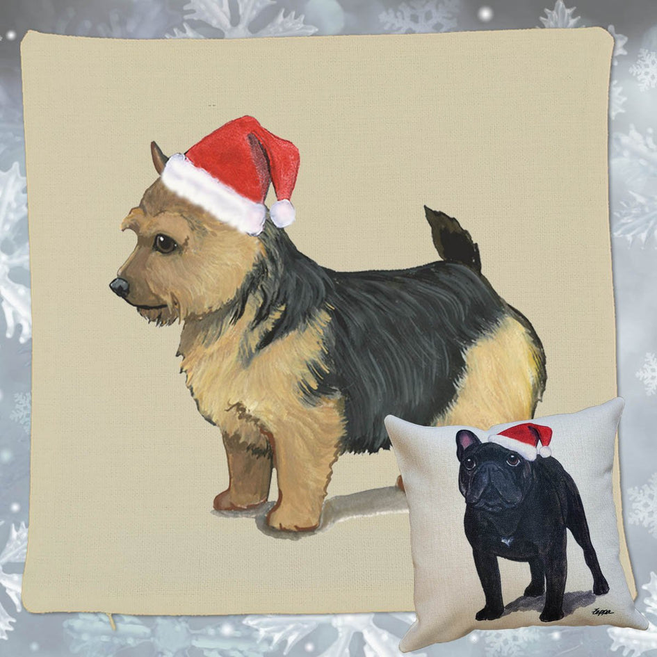 Norwich Terrier Santa Pillow Cover