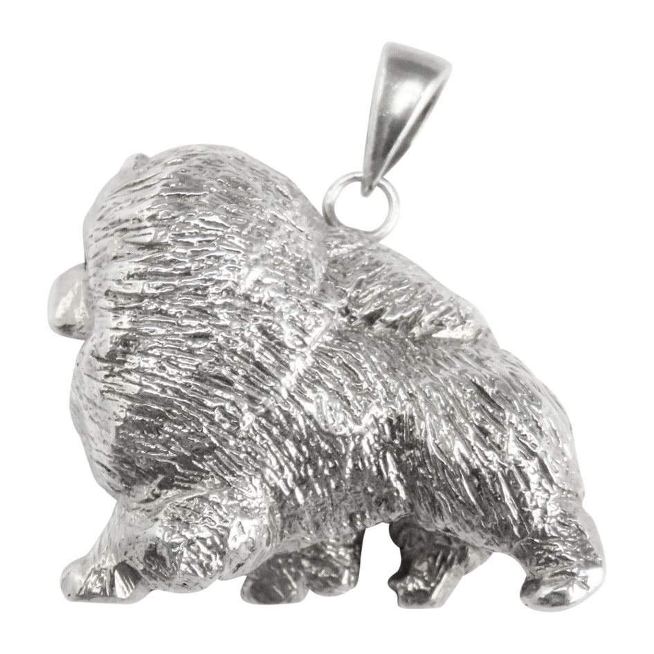 Chow Chow Trotting Solid Sterling Silver Pendant