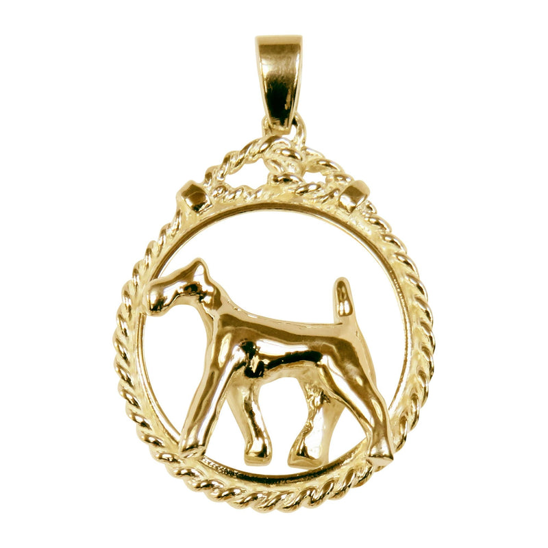 Irish Terrier in 14K Gold Braided Leash Pendant
