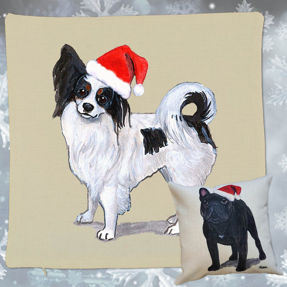 Papillon Santa Pillow Cover
