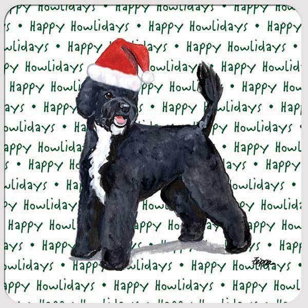 Portuguese Water Dog "Happy Howlidays" Coaster