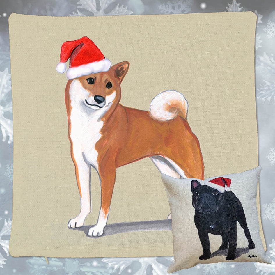 Shiba Inu Santa Pillow Cover