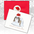 Shih Tzu, Tan and White Christmas Note Cards