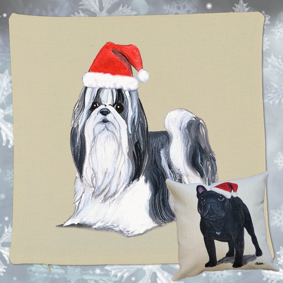 Shih Tzu Santa Pillow Cover