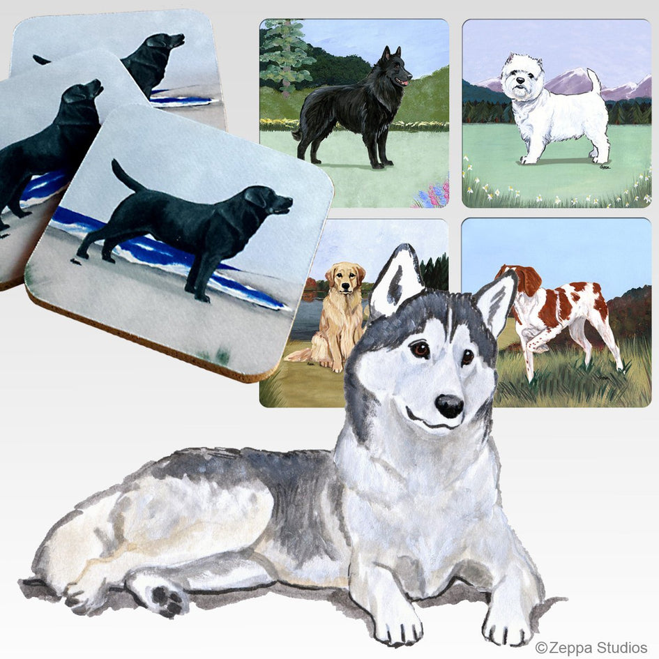 Siberian Husky Scenic Square Coaster
