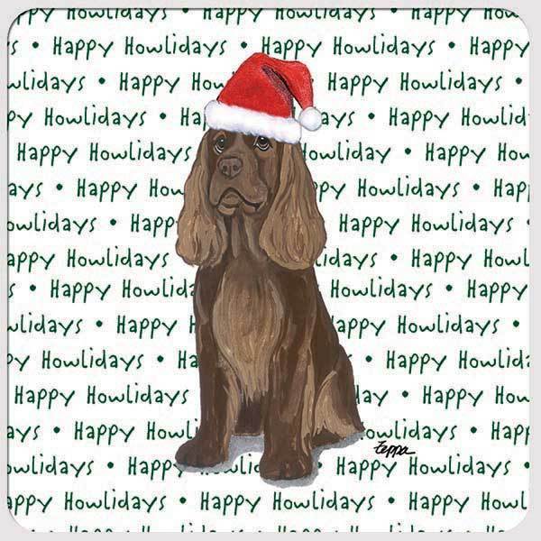Sussex Spaniel "Happy Howlidays" Coaster