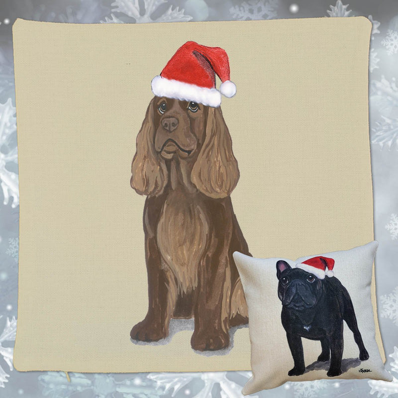 Sussex Spaniel Santa Pillow Cover
