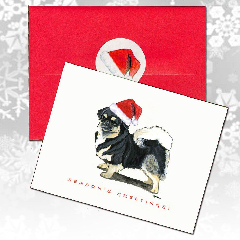Tibetan Spaniel, Black and Tan Christmas Note Cards